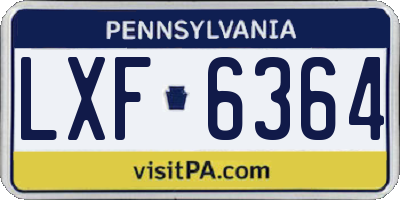 PA license plate LXF6364