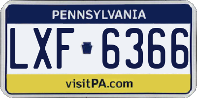 PA license plate LXF6366