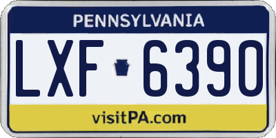 PA license plate LXF6390