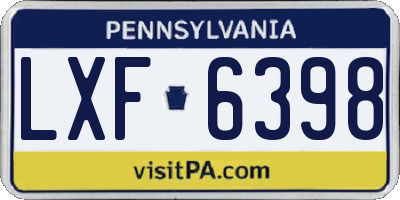 PA license plate LXF6398