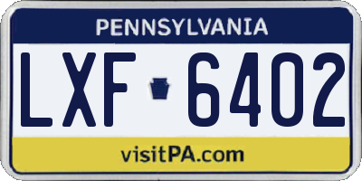 PA license plate LXF6402