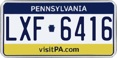 PA license plate LXF6416