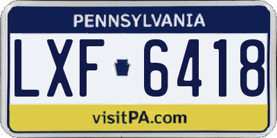 PA license plate LXF6418