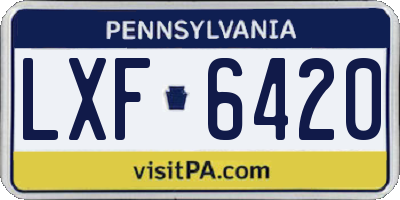 PA license plate LXF6420