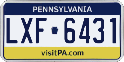 PA license plate LXF6431