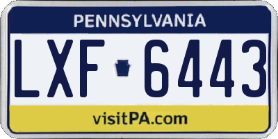 PA license plate LXF6443