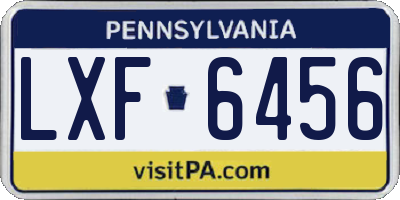 PA license plate LXF6456