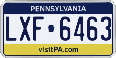 PA license plate LXF6463