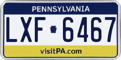 PA license plate LXF6467