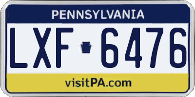 PA license plate LXF6476