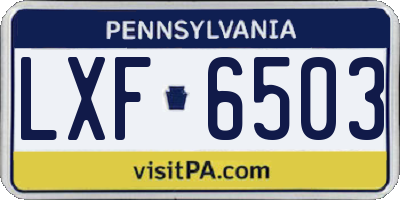 PA license plate LXF6503