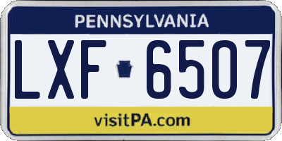 PA license plate LXF6507