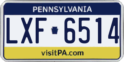 PA license plate LXF6514