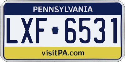 PA license plate LXF6531
