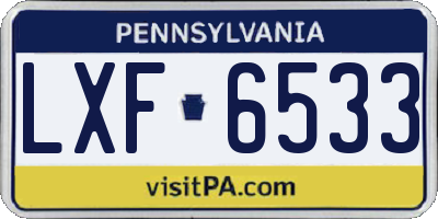 PA license plate LXF6533