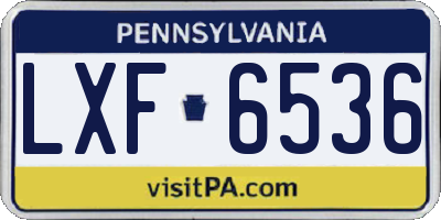 PA license plate LXF6536