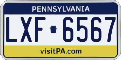 PA license plate LXF6567
