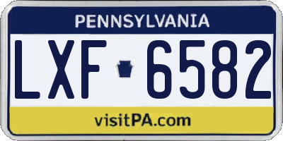 PA license plate LXF6582