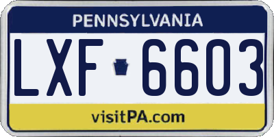 PA license plate LXF6603