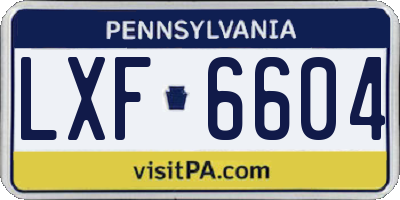 PA license plate LXF6604