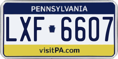 PA license plate LXF6607
