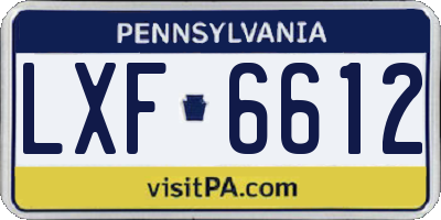 PA license plate LXF6612