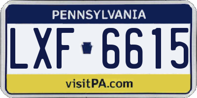 PA license plate LXF6615