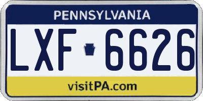 PA license plate LXF6626