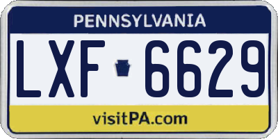 PA license plate LXF6629