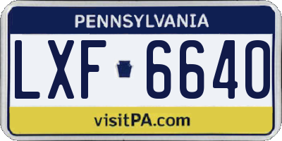 PA license plate LXF6640