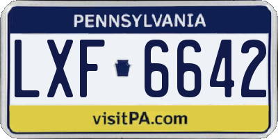 PA license plate LXF6642