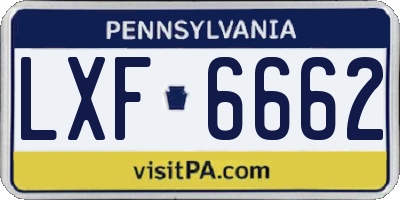 PA license plate LXF6662