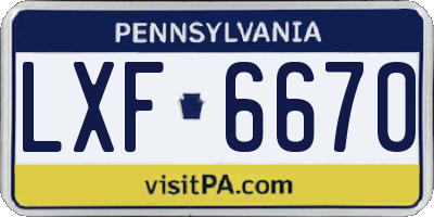 PA license plate LXF6670