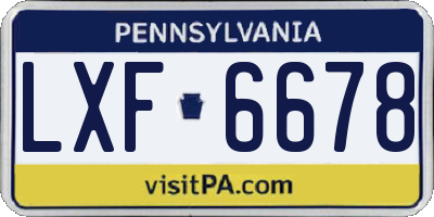 PA license plate LXF6678