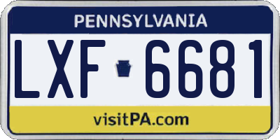 PA license plate LXF6681