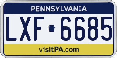 PA license plate LXF6685