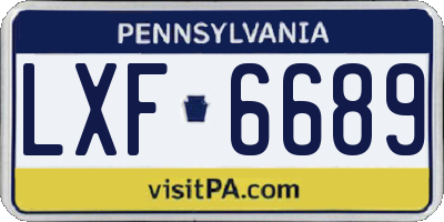 PA license plate LXF6689