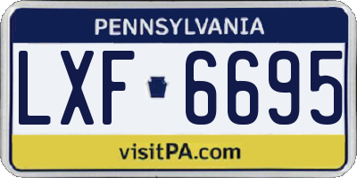 PA license plate LXF6695