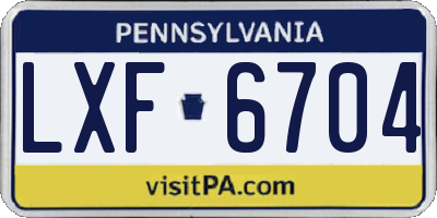 PA license plate LXF6704