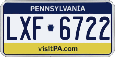 PA license plate LXF6722