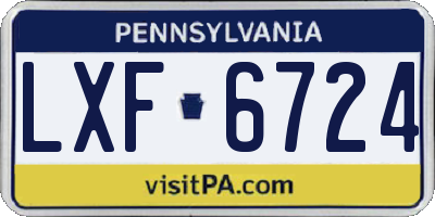 PA license plate LXF6724