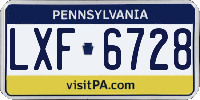 PA license plate LXF6728