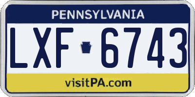 PA license plate LXF6743
