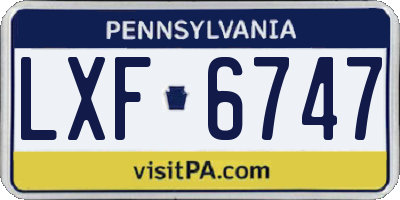PA license plate LXF6747