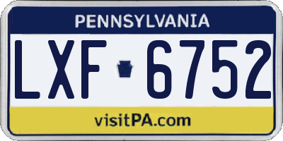 PA license plate LXF6752