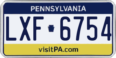 PA license plate LXF6754