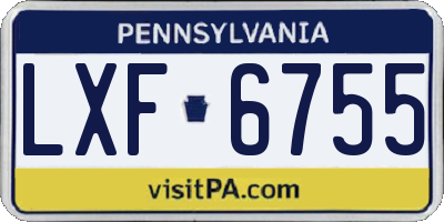 PA license plate LXF6755