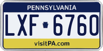 PA license plate LXF6760