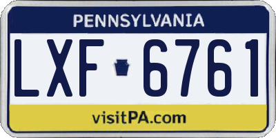 PA license plate LXF6761