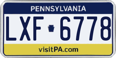 PA license plate LXF6778
